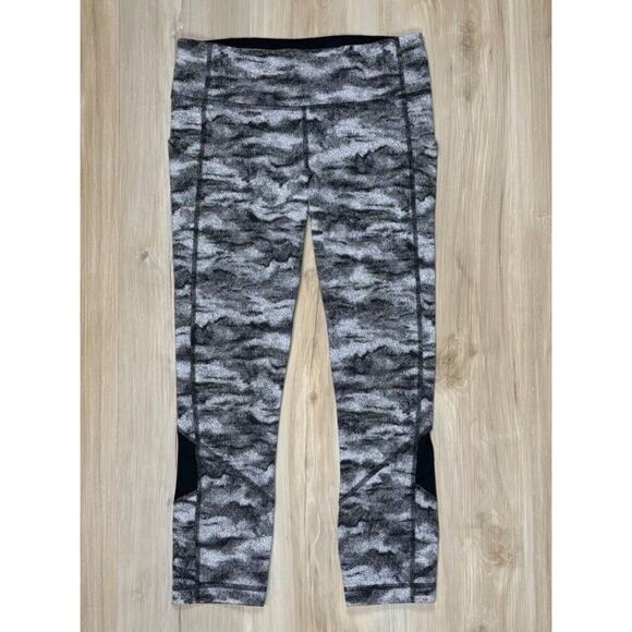 Lululemon Pace Rival Crop Tights 22” Luxtreme Hazy Days Black White sz 6 / S - Picture 2 of 15